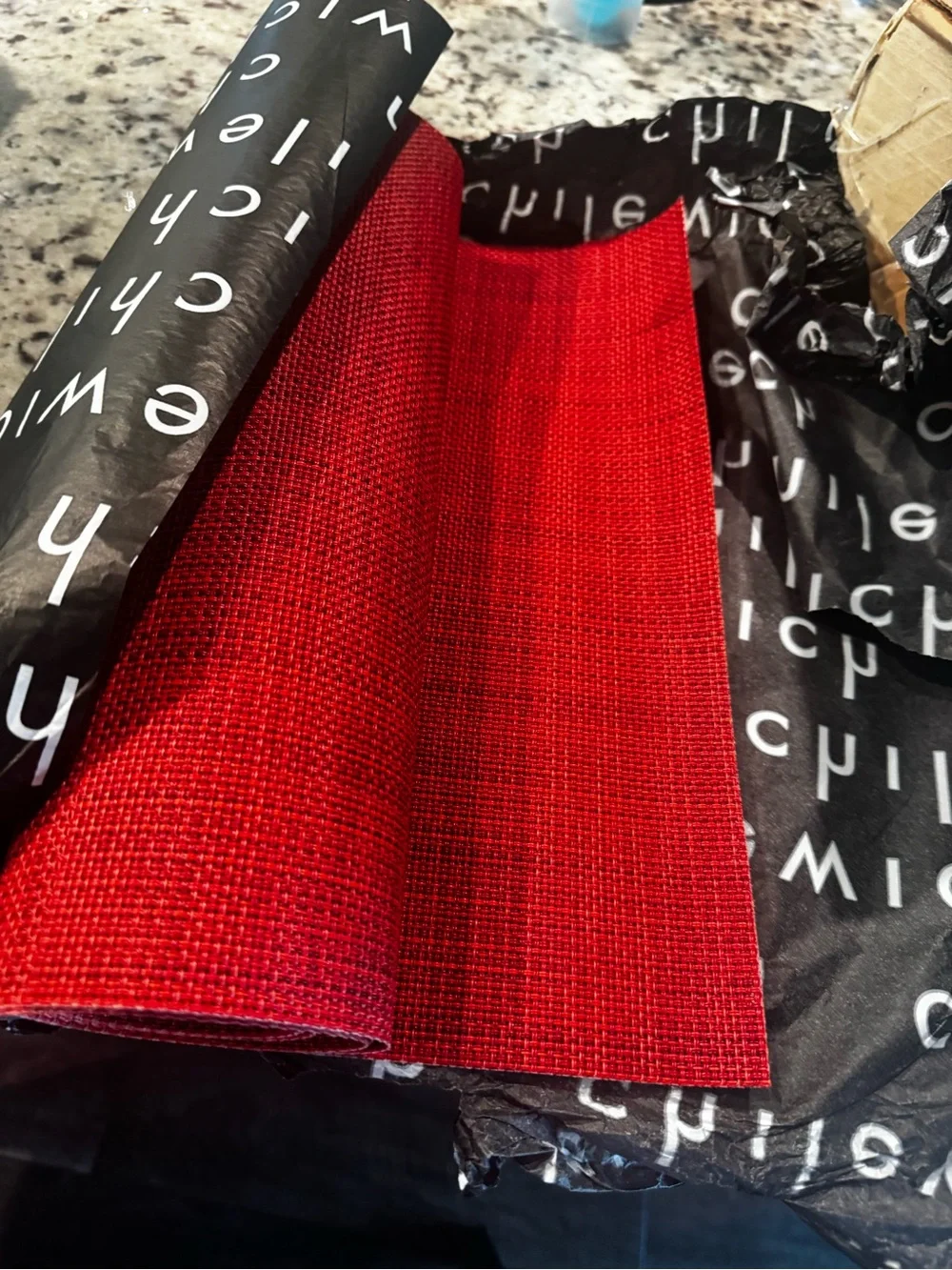 Chilewich Mini Basketweave Placemats In Scarlet - Set Of 4 - Easy Care Woven Tab